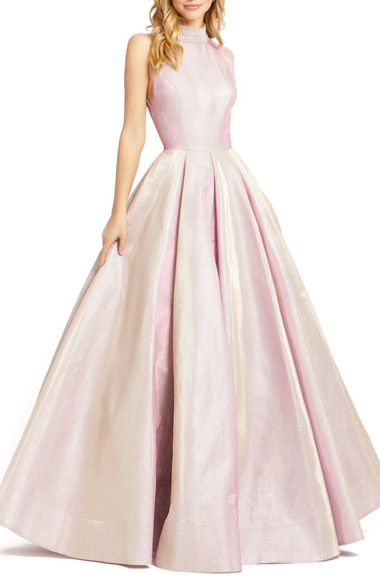 Mac Duggal Mock Stone Neck Gown