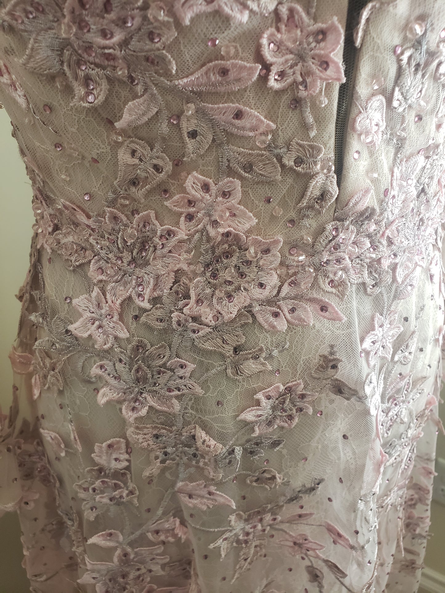 Mac Duggal Floral Long Sleeve A-Line Gown