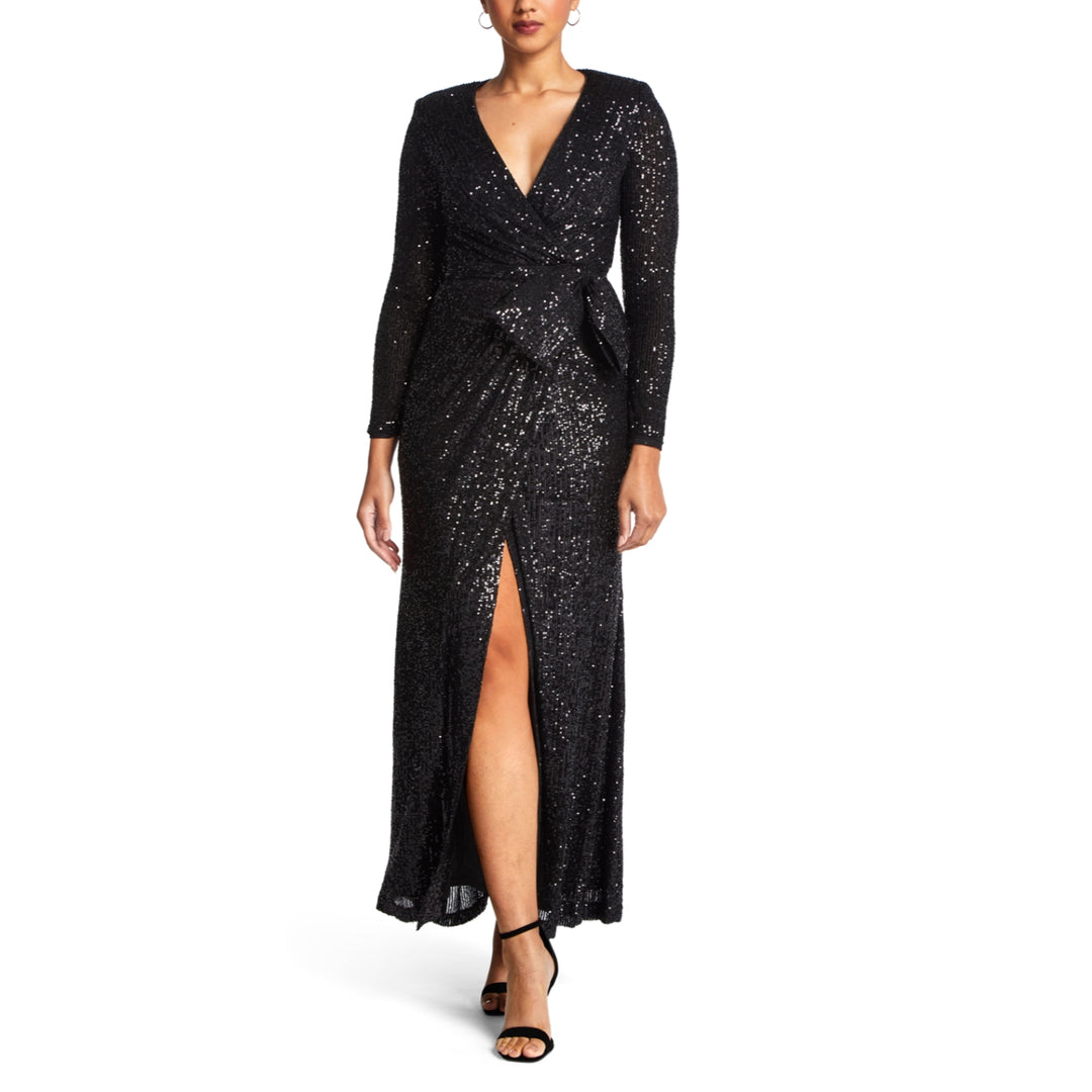Eliza J Long Sleeve Side Bow Sequin Dress