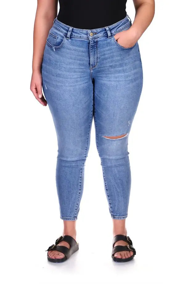 DL1961 Plus Size Ripped Ankle Skinny Jean