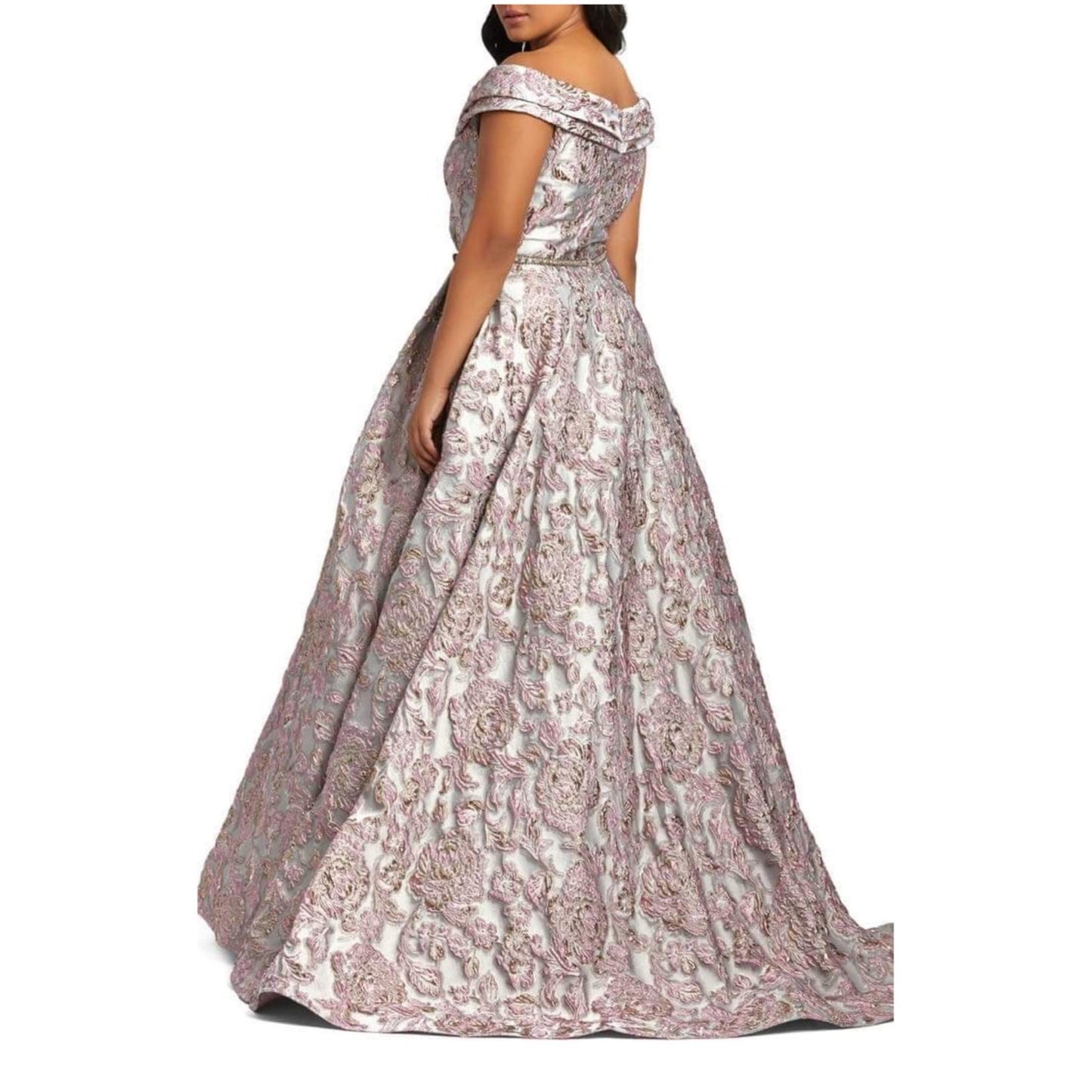 Mac Duggal Brocade Portorait Collar Ballgown