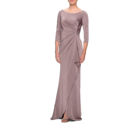 La Femme Ruched Trumpet Gown