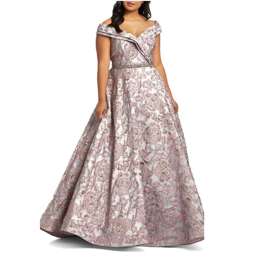 Mac Duggal Brocade Portorait Collar Ballgown