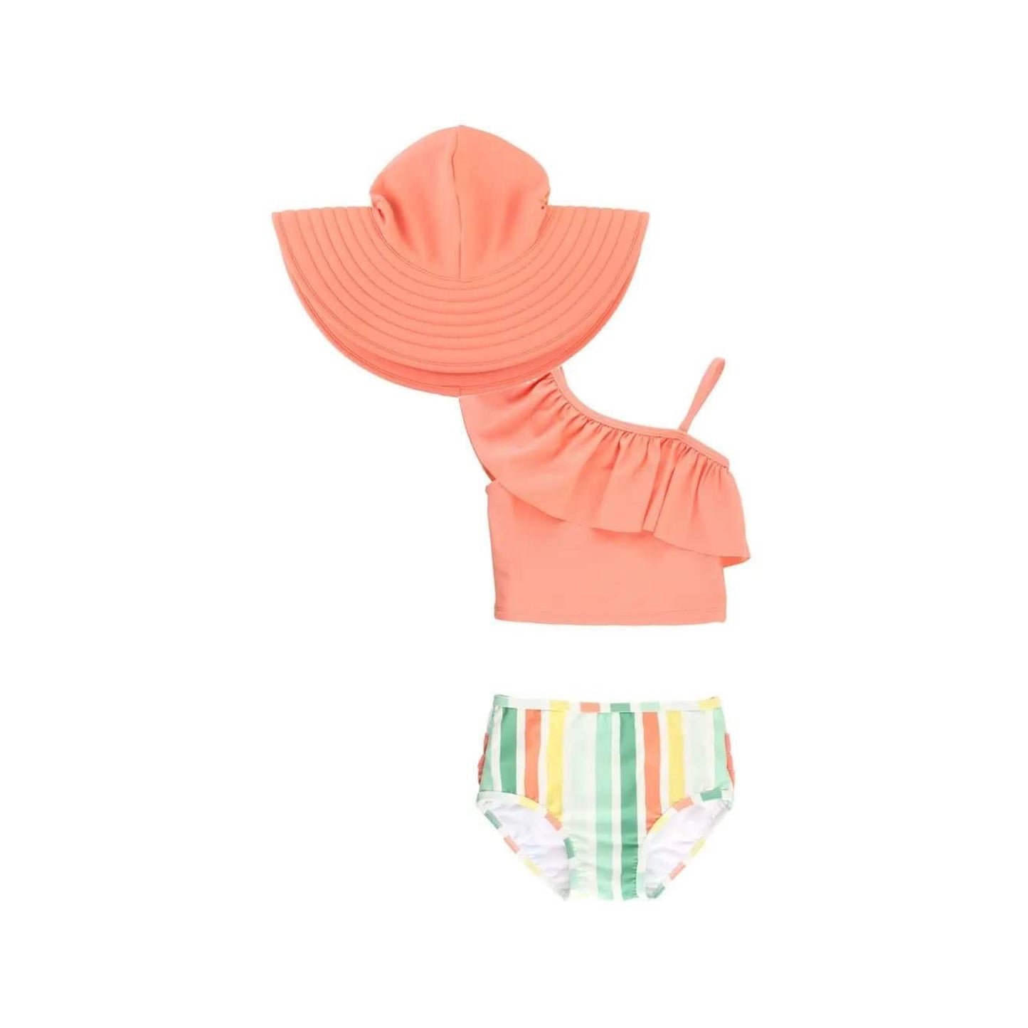 Ruffle Butts Toddler One Shoulder Two-Piece Tankini w/Hat
