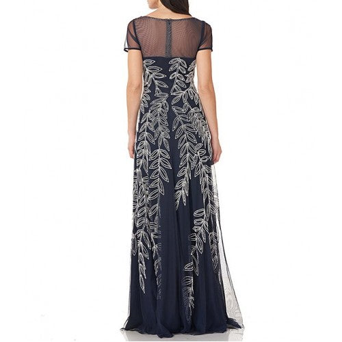 JS Collection Beaded Illusion Elegant Dress