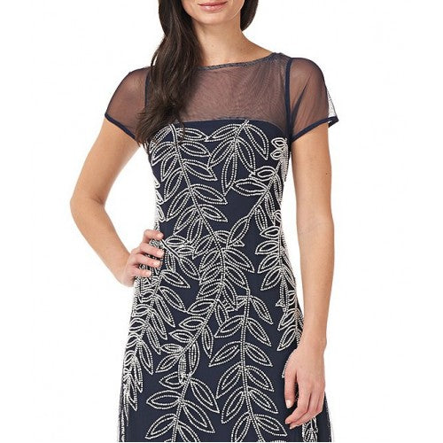 JS Collection Beaded Illusion Elegant Dress