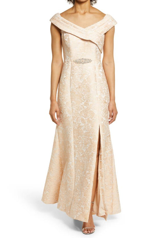 Eliza J Graceful Neckline Long Gown
