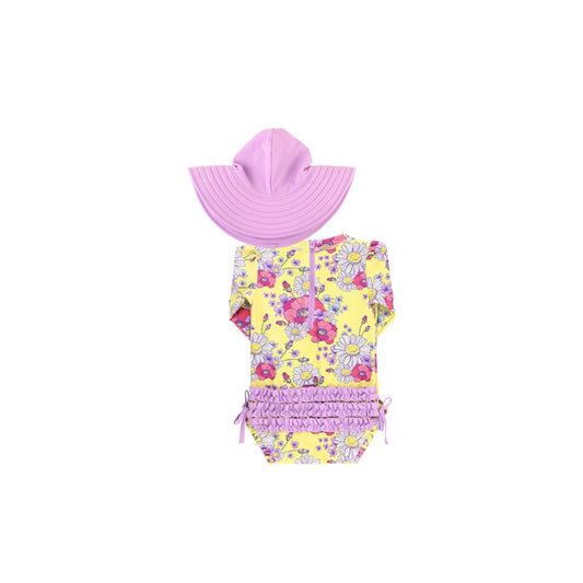 Ruffle Butts Toddler One-Piece Swimsuit w/Hat