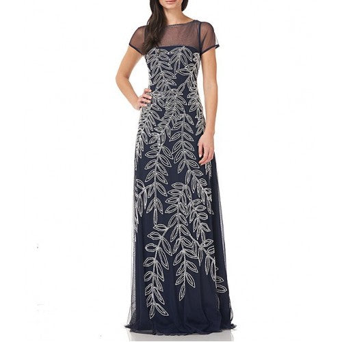 JS Collection Beaded Illusion Elegant Dress